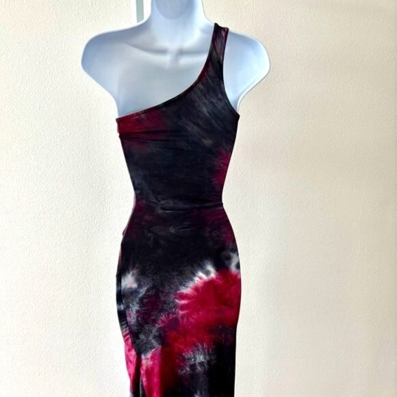 Fashion Nova Dress Medium Asymmetrical BodyCon Tie Dye Boho Soft Grunge Gothic - Picture 12 of 12